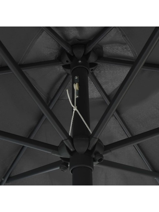 Zahradní slunečník s LED a hliníkovou tyčí 270 cm antracitový