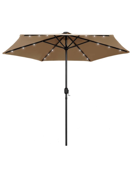 Zahradní slunečník s LED a hliníkovou tyčí 270 cm taupe