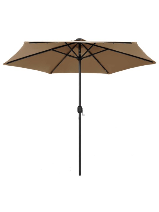 Zahradní slunečník s LED a hliníkovou tyčí 270 cm taupe