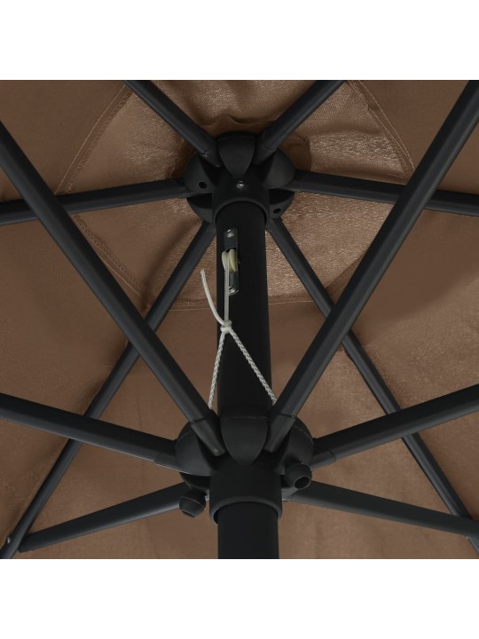 Zahradní slunečník s LED a hliníkovou tyčí 270 cm taupe