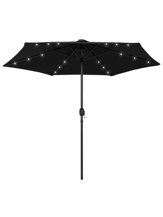 Zahradní slunečník s LED a hliníkovou tyčí 270 cm černý
