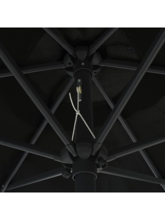 Zahradní slunečník s LED a hliníkovou tyčí 270 cm černý