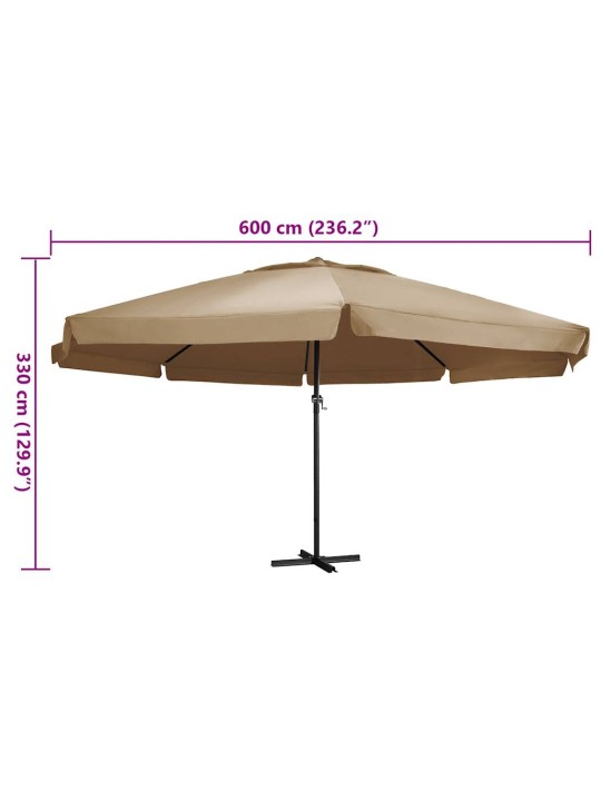 Zahradní slunečník s hliníkovou tyčí 600 cm taupe