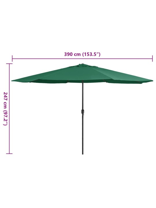 Zahradní slunečník s kovovou tyčí 390 cm zelený