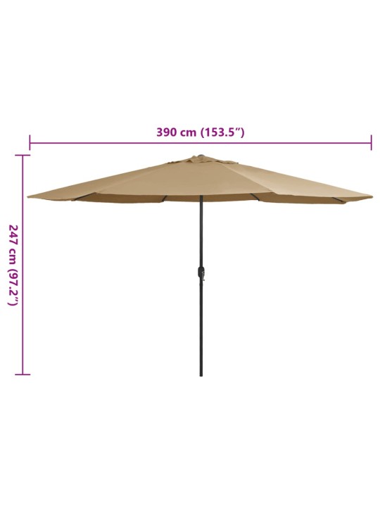 Zahradní slunečník s kovovou tyčí 390 cm taupe