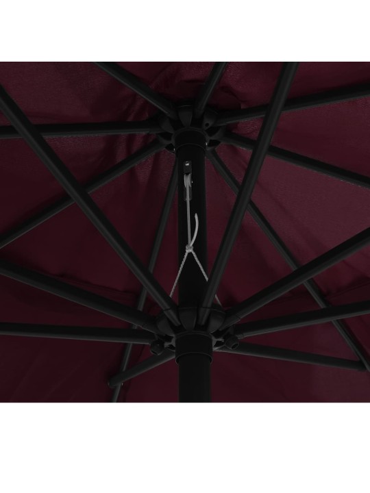 Zahradní slunečník s kovovou tyčí 390 cm bordó