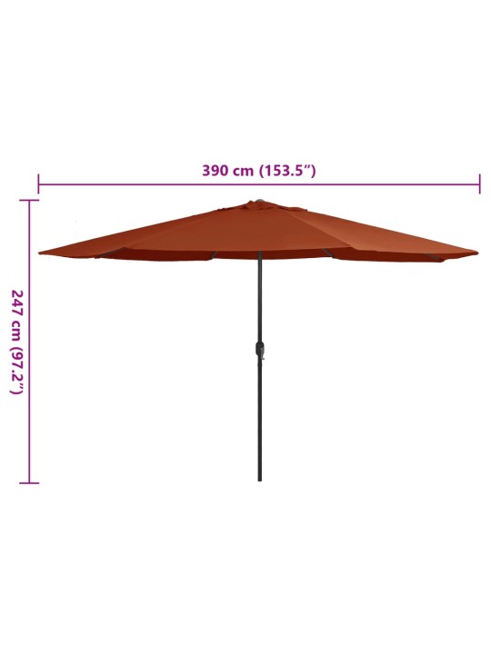 Zahradní slunečník s kovovou tyčí 390 cm terakotový