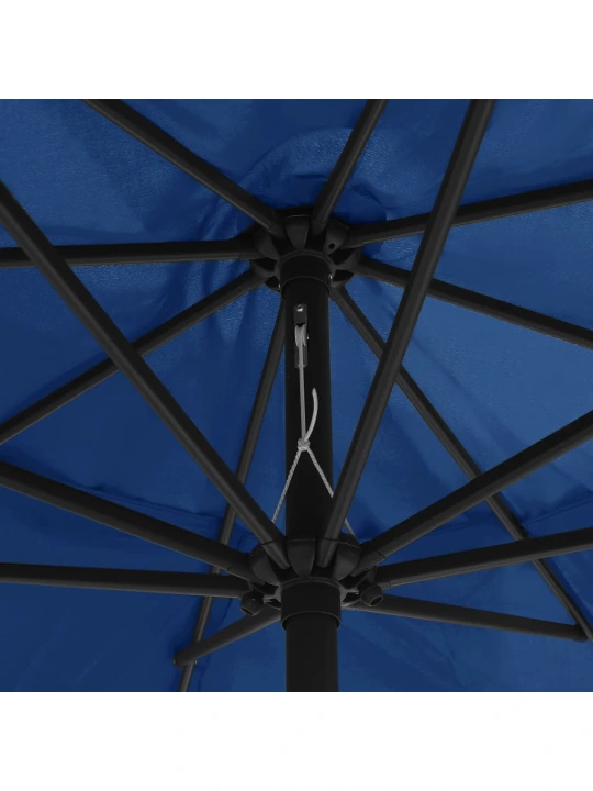 Zahradní slunečník s kovovou tyčí 390 cm azurově modrý
