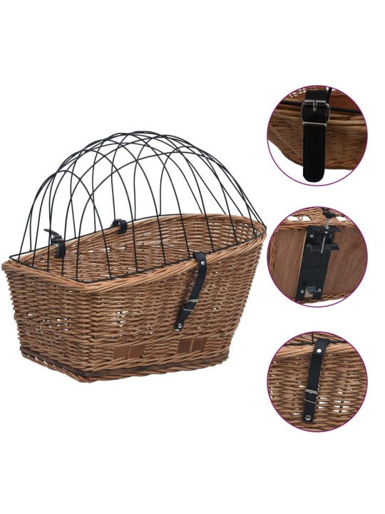 Koš na zadní kolo s krytem 55 x 31 x 36 cm přírodní vrba