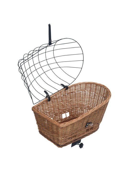 Koš na zadní kolo s krytem 55 x 31 x 36 cm přírodní vrba
