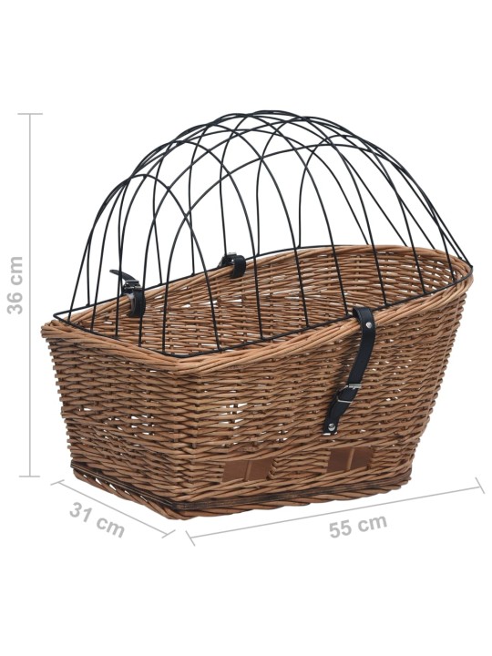 Koš na zadní kolo s krytem 55 x 31 x 36 cm přírodní vrba