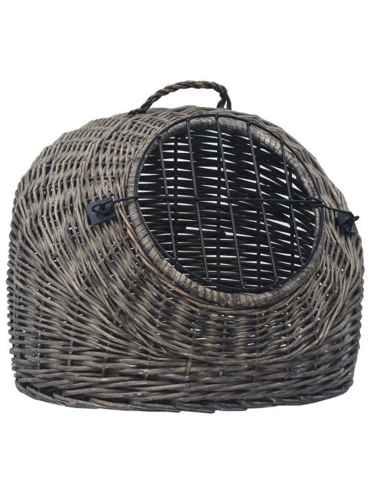 Přepravka pro kočku šedá 60 x 45 x 45 cm přírodní vrba