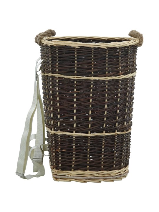 Nůše na dřevo s popruhy 44,5 x 37 x 50 cm přírodní vrba