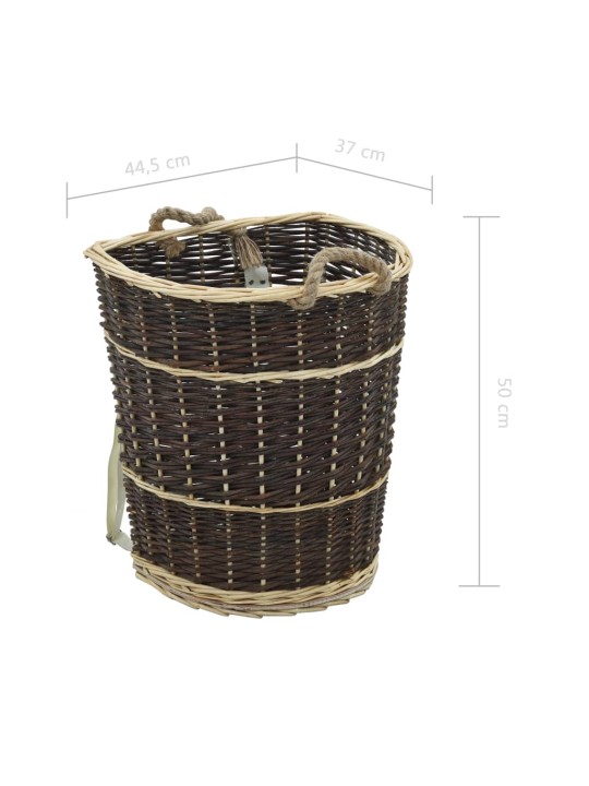 Nůše na dřevo s popruhy 44,5 x 37 x 50 cm přírodní vrba
