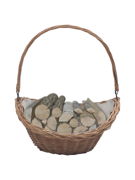 Koš na dřevo s uchem 57 x 46,5 x 52 cm hnědý vrba