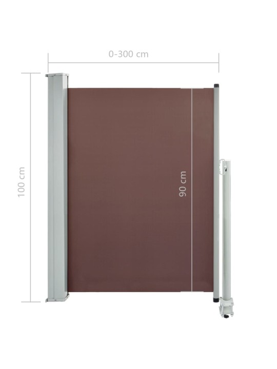 Zatahovací boční markýza / zástěna na terasu 100 x 300 cm hnědá