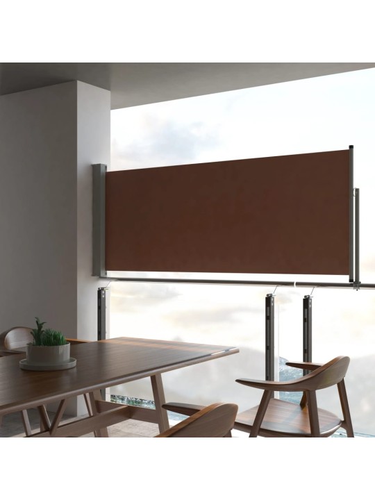 Zatahovací boční markýza / zástěna na terasu 100 x 300 cm hnědá