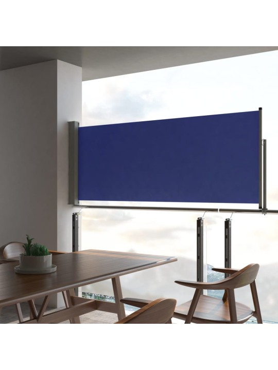 Zatahovací boční markýza / zástěna na terasu 100 x 300 cm modrá
