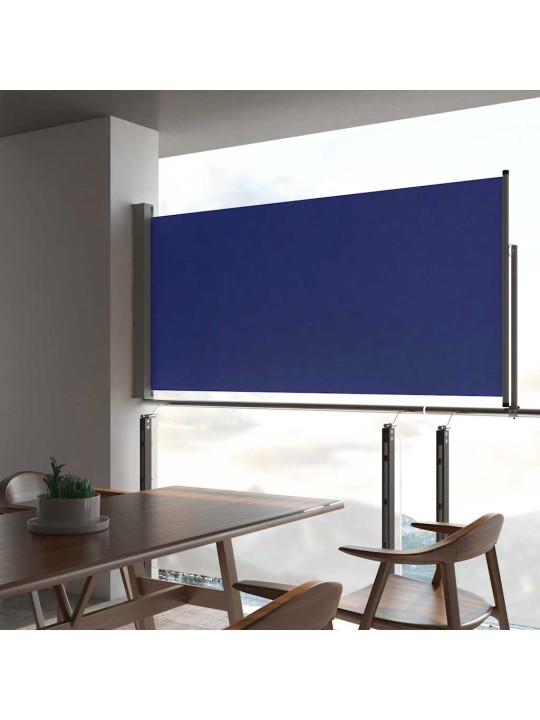 Zatahovací boční markýza / zástěna na terasu 120 x 300 cm modrá