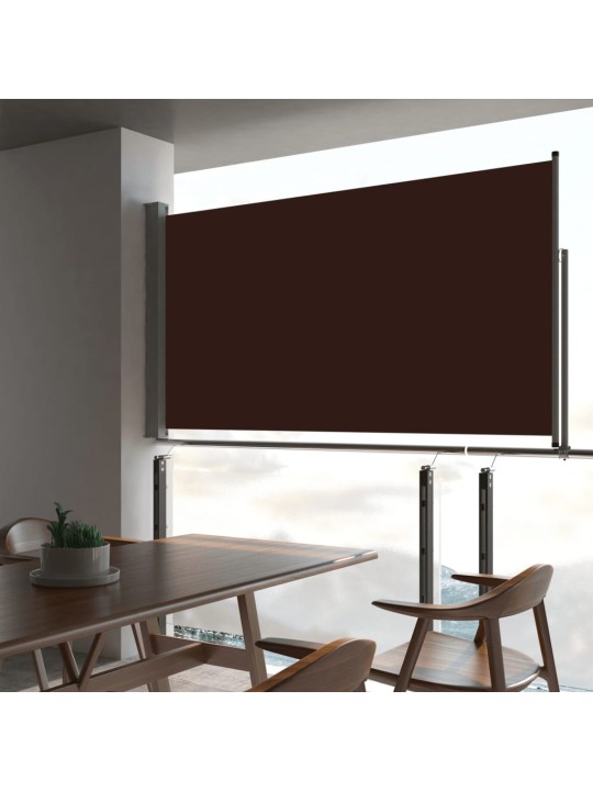 Zatahovací boční markýza / zástěna na terasu 160 x 300 cm hnědá
