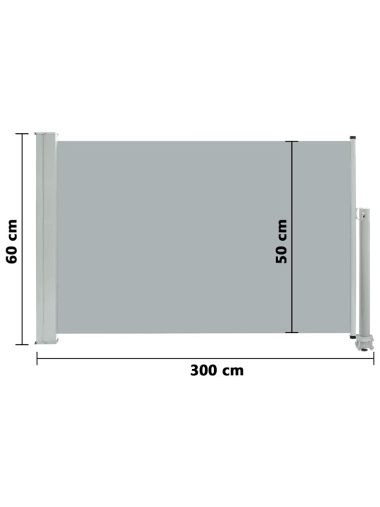 Zatahovací boční markýza / zástěna na terasu 60 x 300 cm šedá