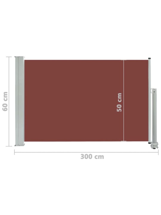 Zatahovací boční markýza / zástěna na terasu 60 x 300 cm hnědá