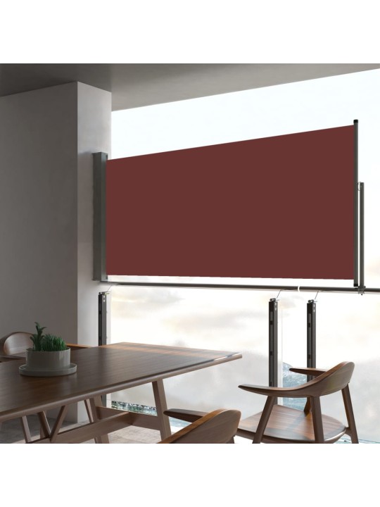 Zatahovací boční markýza / zástěna na terasu 60 x 300 cm hnědá