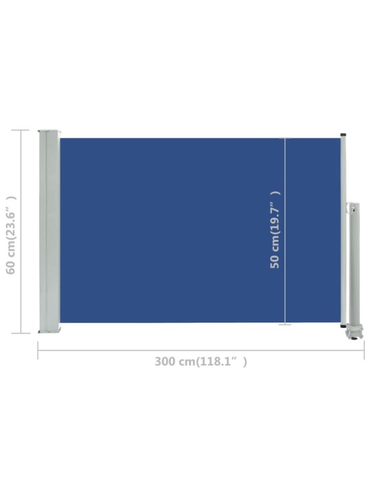 Zatahovací boční markýza / zástěna na terasu 60 x 300 cm modrá
