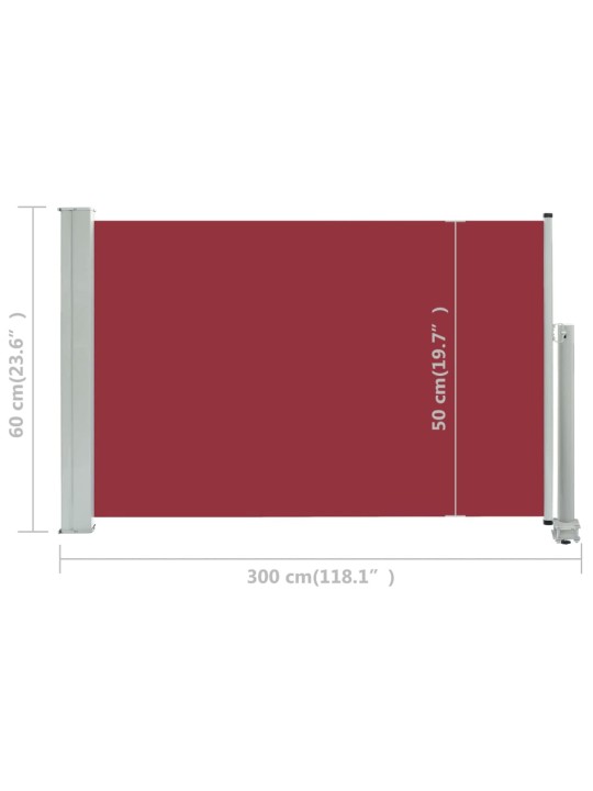 Zatahovací boční markýza / zástěna na terasu 60x300 cm červená