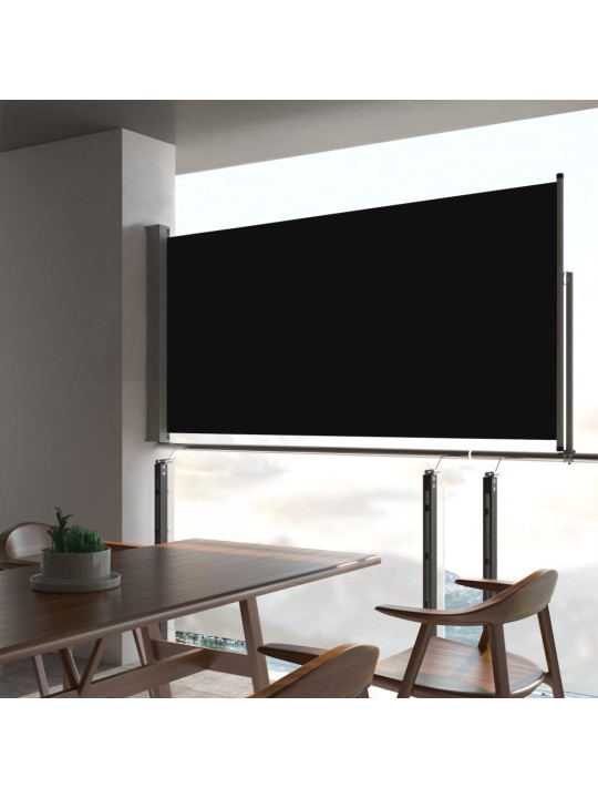 Zatahovací boční markýza / zástěna na terasu 80 x 300 cm černá