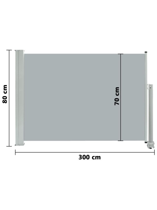 Zatahovací boční markýza / zástěna na terasu 80 x 300 cm šedá