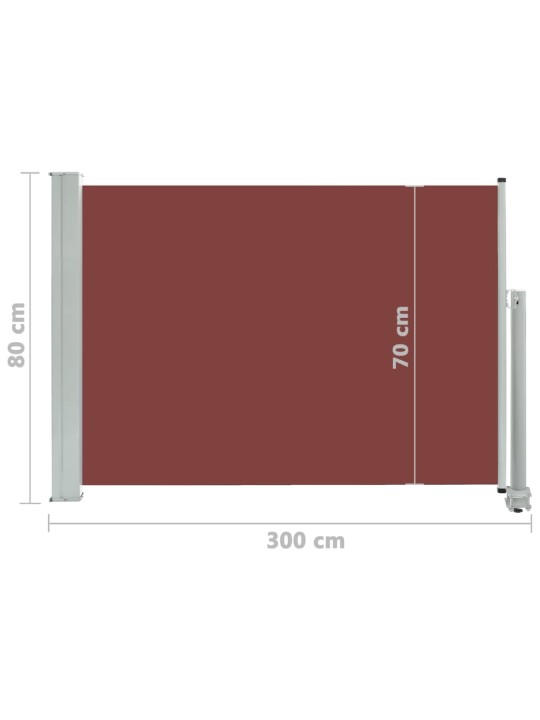 Zatahovací boční markýza / zástěna na terasu 80 x 300 cm hnědá