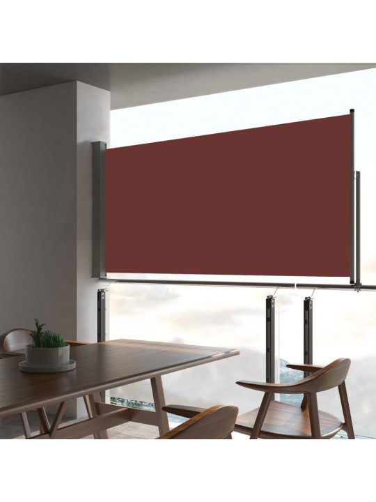 Zatahovací boční markýza / zástěna na terasu 80 x 300 cm hnědá