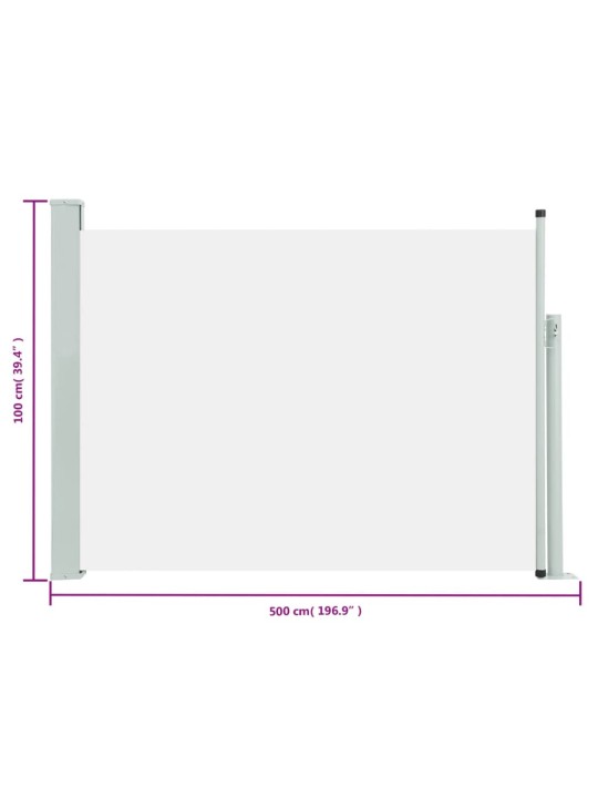 Zatahovací boční markýza/zástěna na terasu 100 x 500 cm krémová