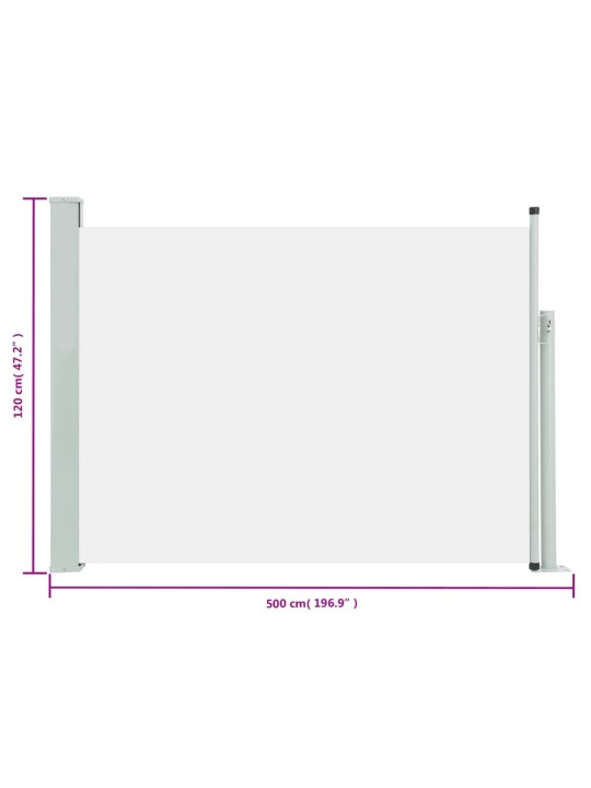 Zatahovací boční markýza/zástěna na terasu 120 x 500 cm krémová