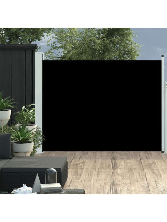 Zatahovací boční markýza/zástěna na terasu 140 x 500 cm černá