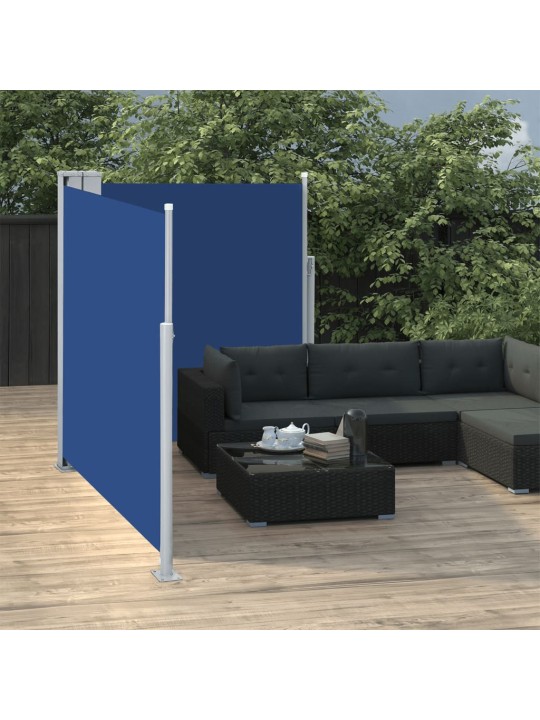 Zatahovací boční markýza / zástěna modrá 140 x 600 cm