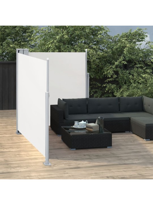 Oboustranná zatahovací boční markýza 170 x 600 cm krémová