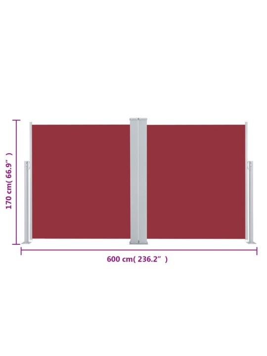Zatahovací boční markýza / zástěna 170 x 600 cm červená