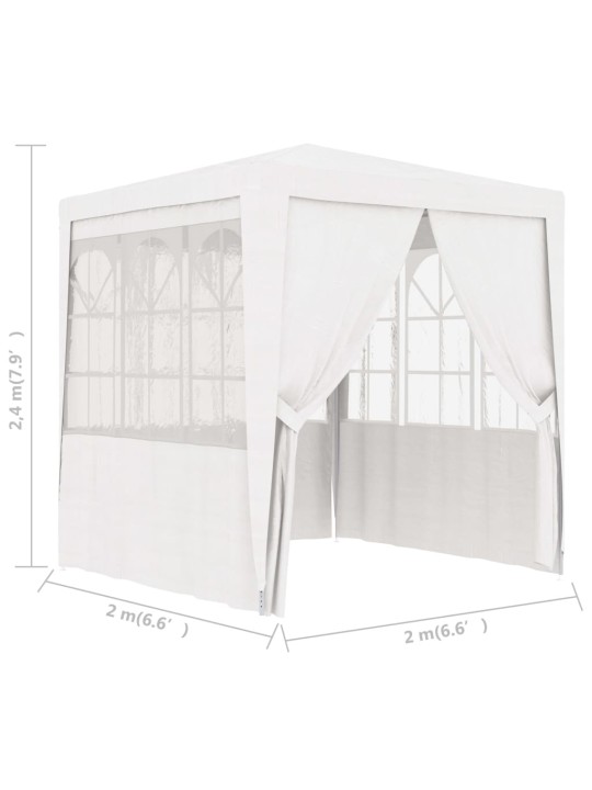 Profesionální party stan s bočnicemi 2 x 2 m bílý 90 g/m²