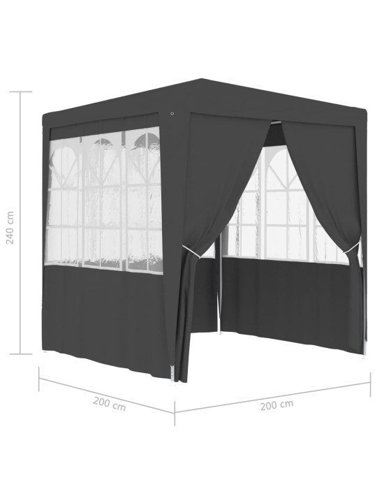 Profesionální party stan s bočnicemi 2x2 m antracitový 90 g/m²
