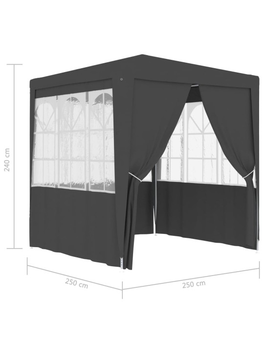 Profi party stan s bočnicemi 2,5 x 2,5 m antracitový 90 g/m²
