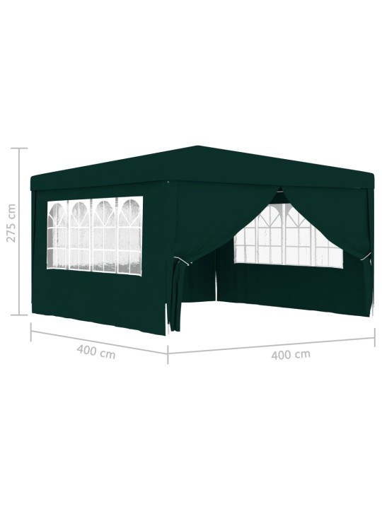 Profesionální party stan s bočnicemi 4x4 m zelený 90 g/m²