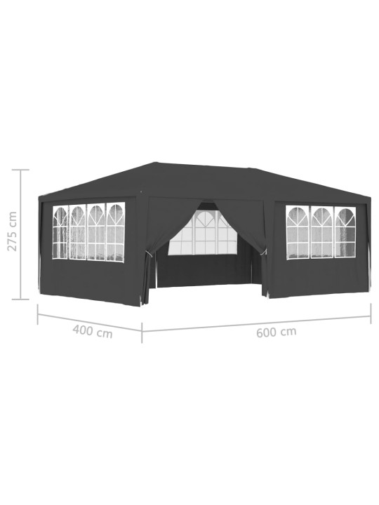 Profesionální party stan s bočnicemi 4x6 m antracitový 90 g/m²