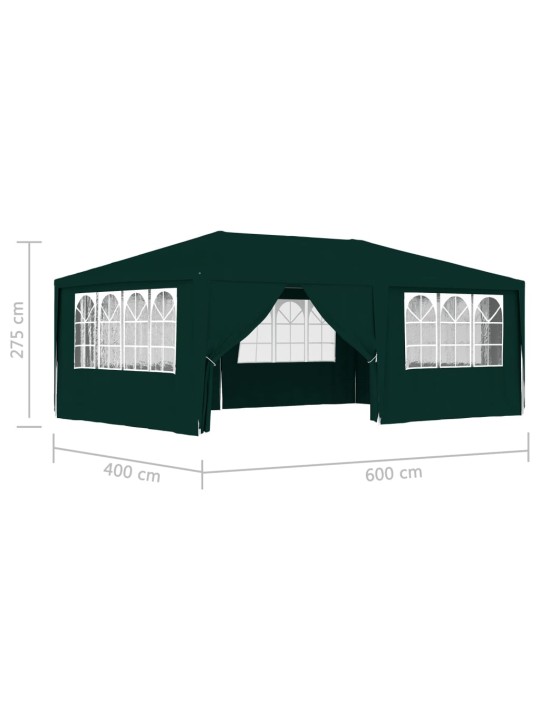 Profesionální party stan s bočnicemi 4 x 6 m zelený 90 g/m²