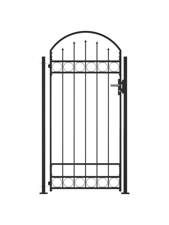 Zahradní branka s obloukem a 2 sloupky 105 x 204 cm černá