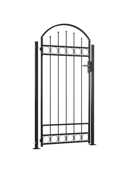 Zahradní branka s obloukem a 2 sloupky 105 x 204 cm černá