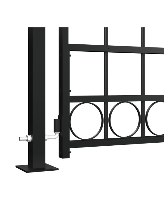 Zahradní branka s obloukem a 2 sloupky 105 x 204 cm černá