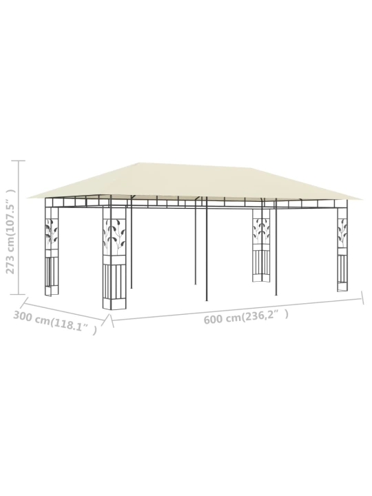 Altán s moskytiérou 6 x 3 x 2,73 m krémový