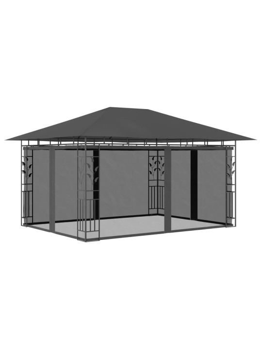 Altán s moskytiérou 4 x 3 x 2,73 m antracitový 180 g/m²